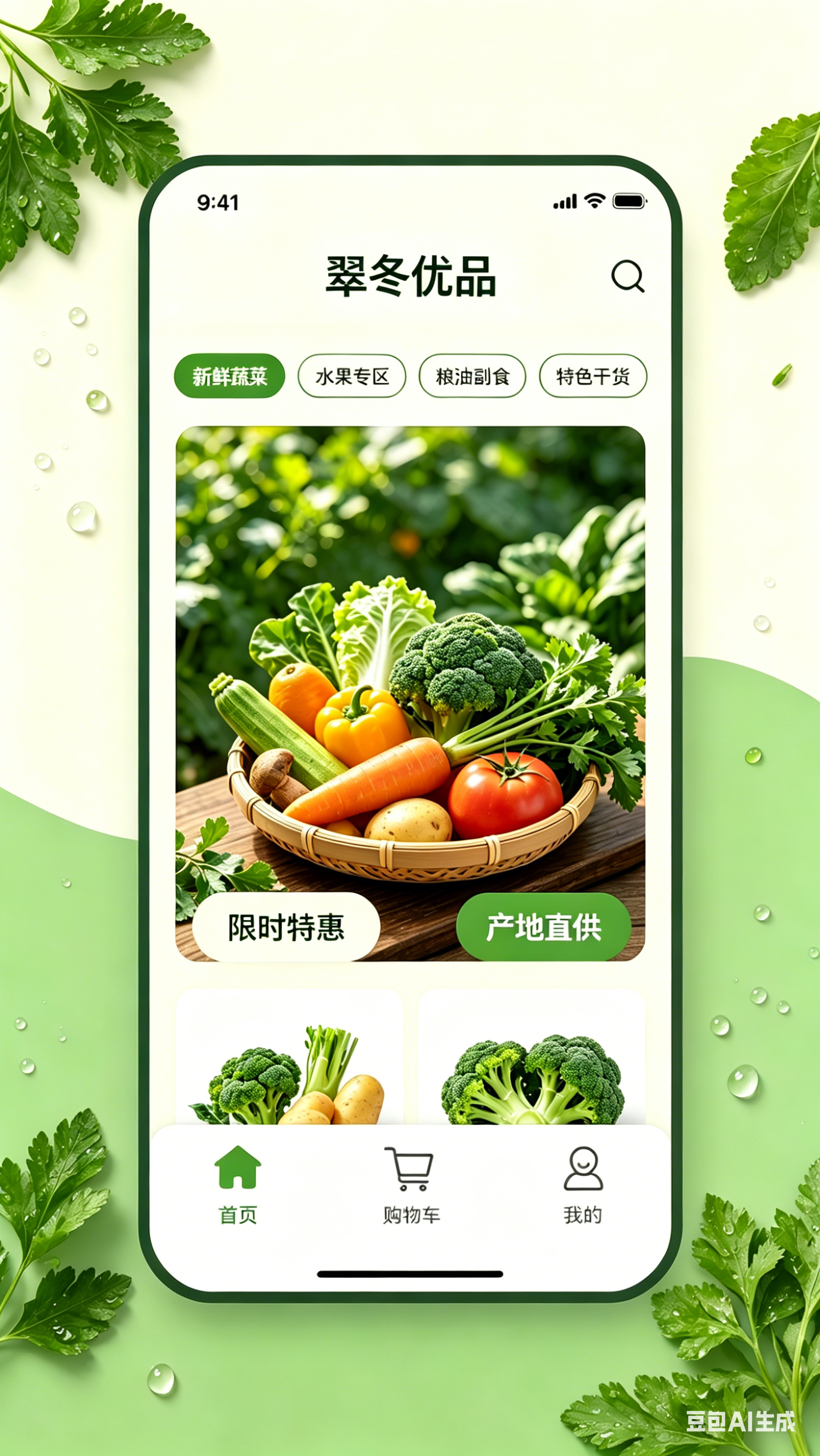 翠冬优品购物APP主界面，显示商品列表和搜索功能，深色主题设计，包含多个商品卡片和导航栏